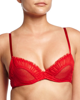Chantal Thomass Lingerie Craquante Dotted-Tulle Underwire Bra, Poppy Red