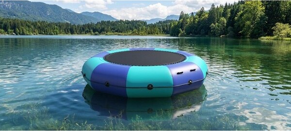 Garvee 12x12ftPVCWaterTrampolinewithDualElasticRopesDurableHighBounceFloatingforWater
