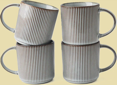 Corrigan Studio 4-Person Smoked Blue Coffee Cup Set Star Shape 12 Ounces With Handles For Coffee Tea Cocoa Milk - Ceramic Drinkware Set