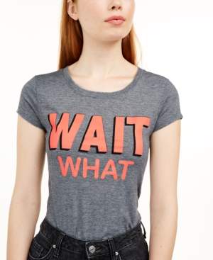 Love Tribe Juniors' Wait What Micro-Striped Graphic T-Shirt