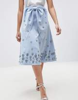 Thumbnail for your product : ASOS Design Embellished Bow Front Scuba Midi Prom Skirt