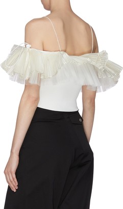 Angel Chen Double Layer Pleated Ruffle Off-shoulder Top