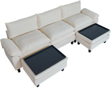 118” U-Shaped Living Room Corduroy Sofa Modular Set