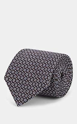 Isaia Men's Geometric-Print Wool Necktie - Wine