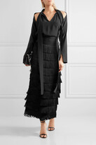 Thumbnail for your product : Stella McCartney Tiered Fringed Silk Crepe De Chine Maxi Skirt
