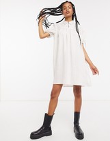 Thumbnail for your product : Noisy May smock shirt dress in cream pinstripe