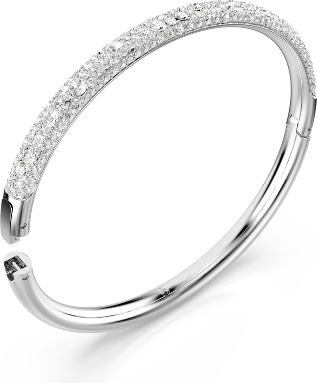 Swarovski Snow Pave White Rhodium Plated or Rose Gold-Tone Meteora Bangle Bracelet