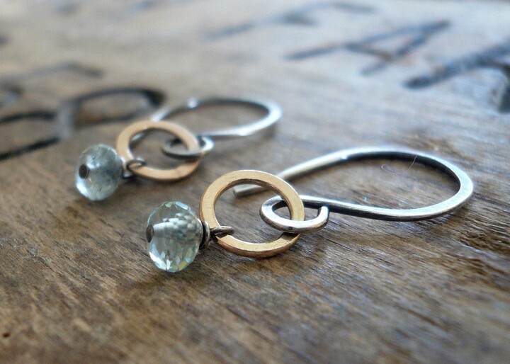 Etsy Twinkle Earrings Wonderland Collection - Aquamarine. Oxidized Sterling Silver. 14Kt Goldfill Dangle Earrings. March Birthstone