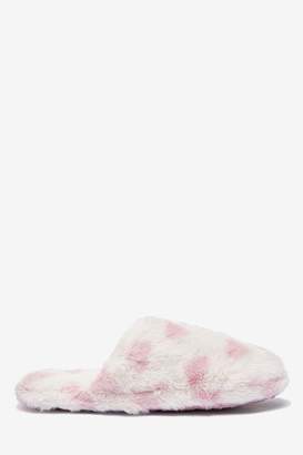 Next Womens Pink Heart Print Snuggle Mule Slippers - Cream