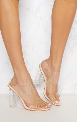 PrettyLittleThing Clear Block Heel Twin Strap Sandal