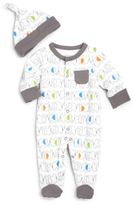 Thumbnail for your product : Offspring Infant Boy's Elephant-Print Two-Piece Footie & Hat Set