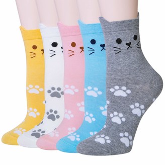 Winter Cotton Socks Animal Cat Dog Socks for Wowens Girls 5 Pairs Ladies socks