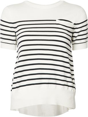 Sacai striped cupro insert knitted top