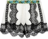 Thumbnail for your product : Anna Sui Jacquard-trimmed lace shorts
