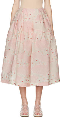 Simone Rocha Pink Floral Cloqué Skirt
