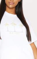 Thumbnail for your product : PrettyLittleThing White Malibu Embroidered Oversized T shirt
