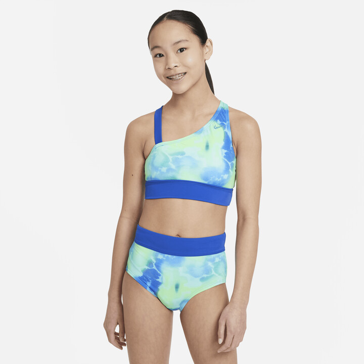 Nike Big Kids' (Girls') Asymmetrical Top and High-Waisted Bikini in Blue -  ShopStyle