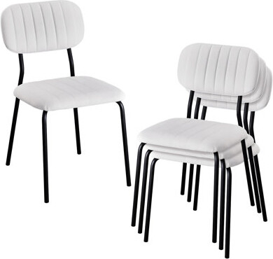 Winado White Comfort Upholstered Stackable Chair Fabric Seat (Set Of 4)