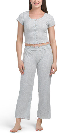 TJMAXX Jolie Button Front Lounge Set For Women, Cotton/Polyester