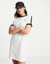 Thumbnail for your product : Fred Perry branded taped short sleeve t-shirt dress in white