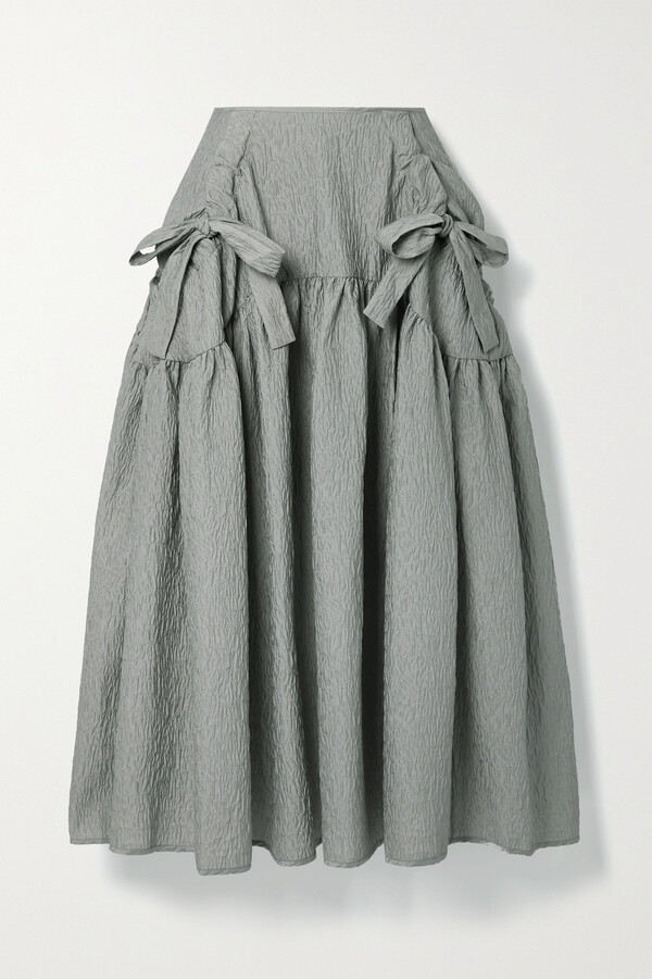 Cecilie Bahnsen Justice Bow-detailed Matelassé Satin Midi Skirt 