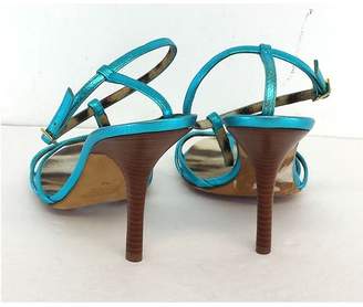 Roberto Cavalli Blue Metallic Strappy Sandal Heels