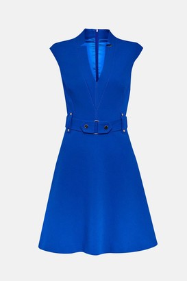 Karen Millen Forever Cinch Waist Cap Sleeve A-Line Dress