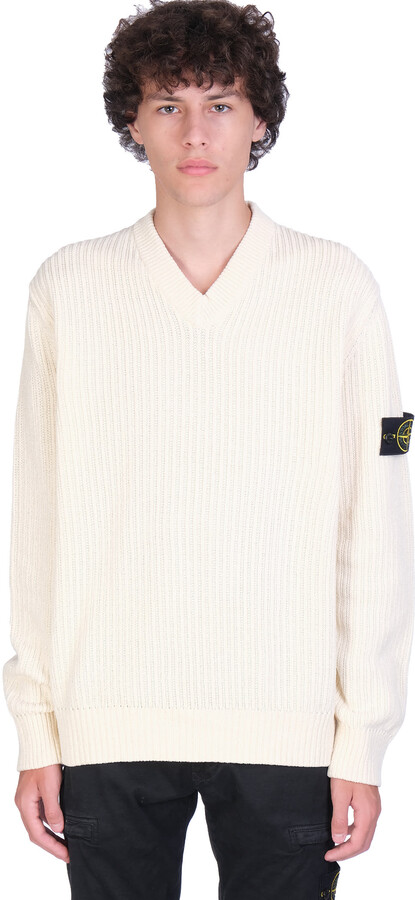 Stone Island Knitwear In White Wool - ShopStyle Sweaters