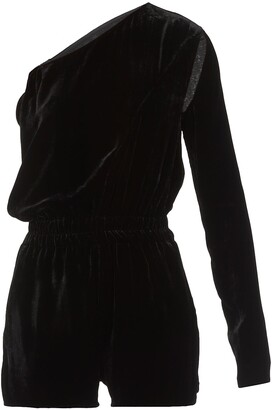 Womens Clothing Jumpsuits and rompers Playsuits Rick Owens Draped One-shoulder Playsuit in Black 