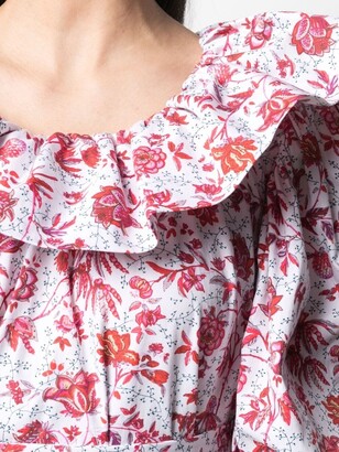 Patou Ruffle-Collar Floral Dress