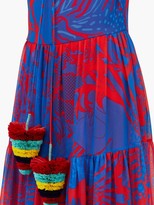 Thumbnail for your product : Halpern Pompom-tie Floral-print Crepe Maxi Dress - Blue Print