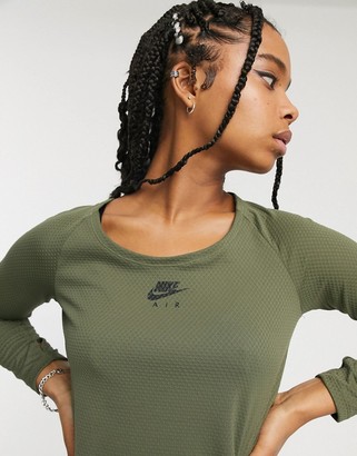 Nike Running Nike Air Running long sleeve top in khaki