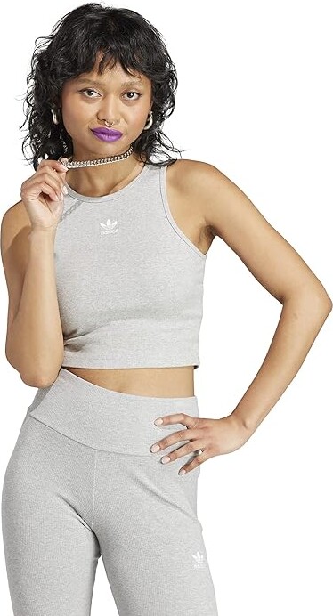 adidas Essentials Rib Tank Top (Medium Grey Heather) Women\'s Clothing -  ShopStyle