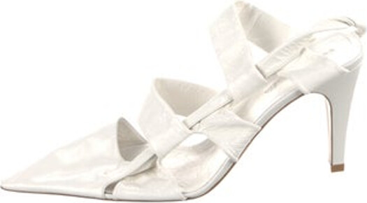 Bottega Veneta Leather Slingback Pumps White Semi-Pointed Toes with Pleated Accents Multistrap Includes Box & Dust Bag Unfortunately, due to restrictions, this item may not be eligible for shipping in all areas.