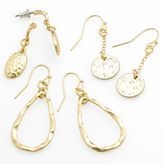 Thumbnail for your product : Daisy fuentes ® gold-tone hammered drop earring set