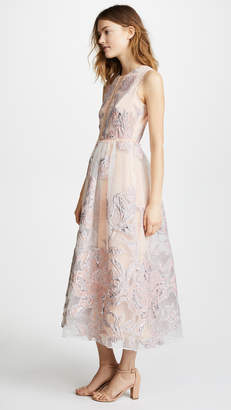 Marchesa Notte Sleeveless Cocktail with Lace Trim