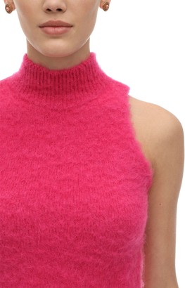 Versace Halter Neck Mohair Blend Knit Crop Top
