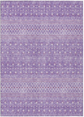HomeRoots 5' X 8' Lavender And Purple Tribal Washable Indoor Outdoor Area Rug