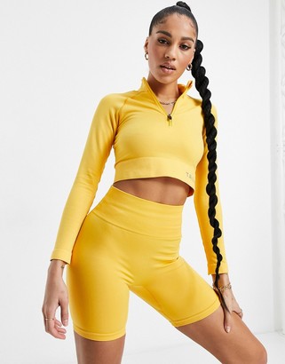 Tala Aster long sleeve crop top in yellow Exclusive to ASOS