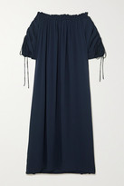 Thumbnail for your product : SU PARIS Off-the-shoulder Ruched Seersucker Maxi Dress