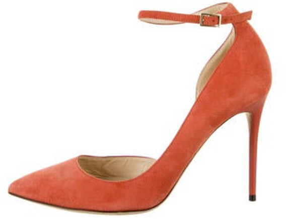 orange suede pumps