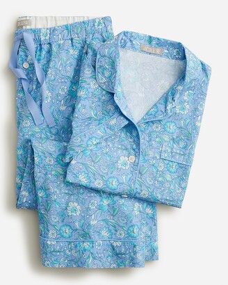 J.Crew Cotton poplin short-sleeve pajama set in marigold blooms print