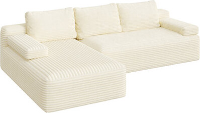 Latitude Run 3-Seat L-Shaped Cloud Couch with 2 Armrests & 3 Detachable Pillows No Assembly Required