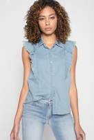 Thumbnail for your product : 7 For All Mankind Sleeveless Ruffled Denim Shirt In Skyway Authentic Blue