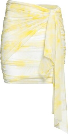 スカート MSGM Women Skirts 3442MDD13237352 Yellow MSGM Lace-trimmed floral-print crepe de chine mini skirt