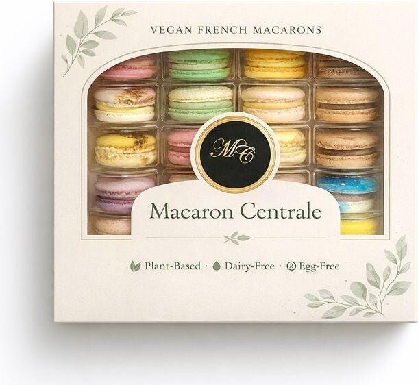 Surprise Me 24 Pack Vegan French Macarons Set |, Dairy Free Different Flavors Of Fun Complimentary Gift Box Available