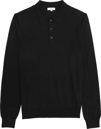 Reiss Trafford - Merino Wool Polo Shirt in Black