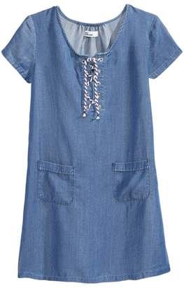 Epic Threads Chambray Lace-Up Shirt Dress, Big Girls, Created for Macy's