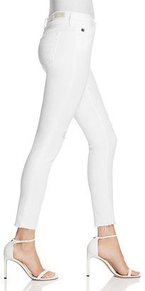 AG Jeans Middi Ankle Raw Hem Jeans in White Torn - 100% Exclusive