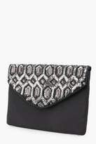 Thumbnail for your product : boohoo Erin Gatsby Diamante Gem Envelope Clutch
